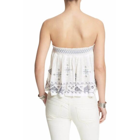 Free People Women’s Medium Boho Embroidered Strapless Tube Top Shirt - Picture 3 of 6